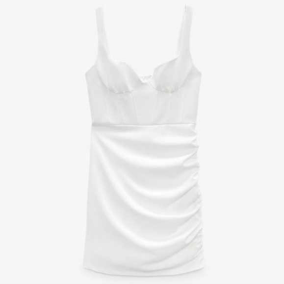 NWT Zara Draped Elastsized White Mini Dress - Picture 10 of 12